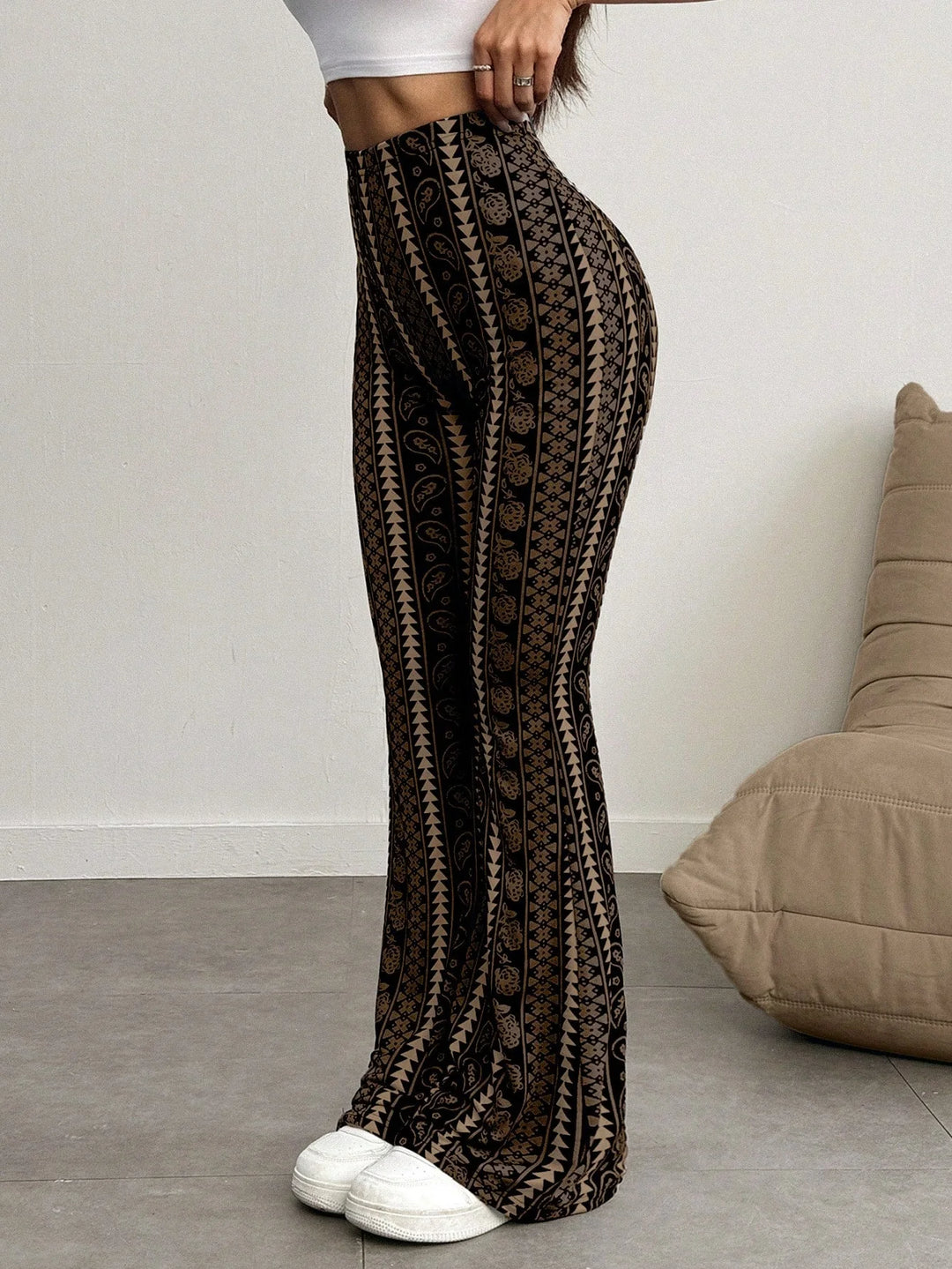 Women’s Geometric Print Casual Leggings – Elegant Slim Fit Style