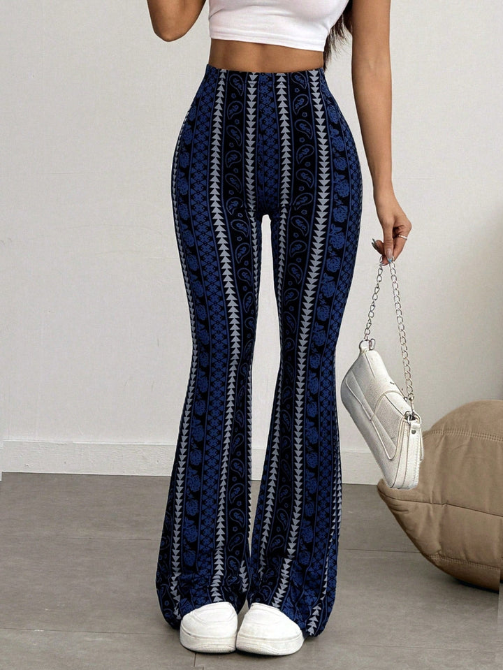 Women’s Geometric Print Casual Leggings – Elegant Slim Fit Style