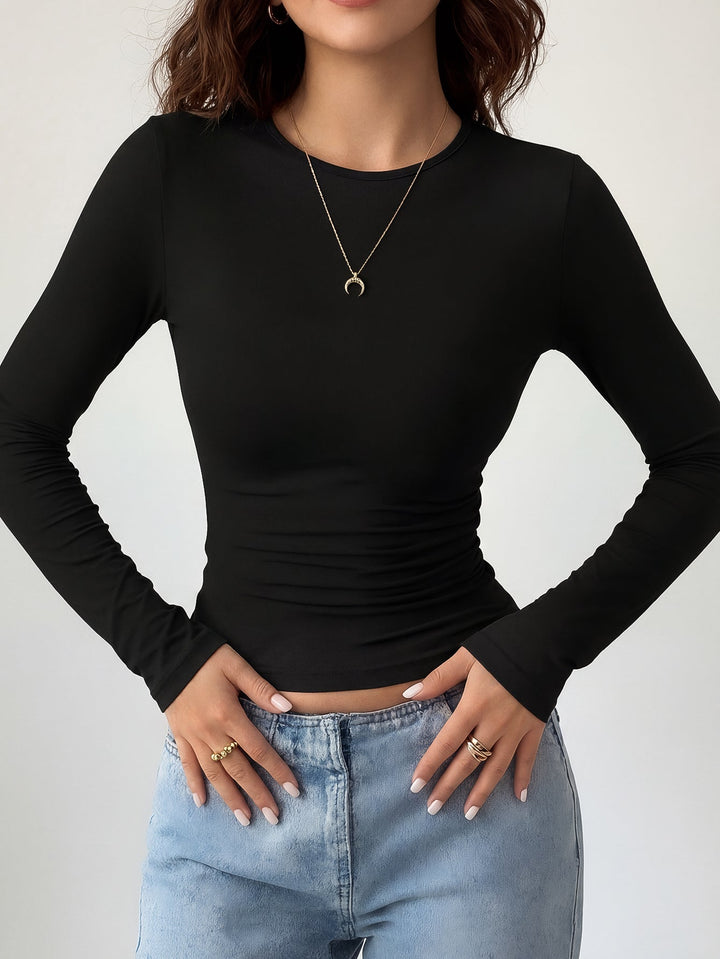 Women's Casual Slim Fit Round Neck Long Sleeve T-Shirt