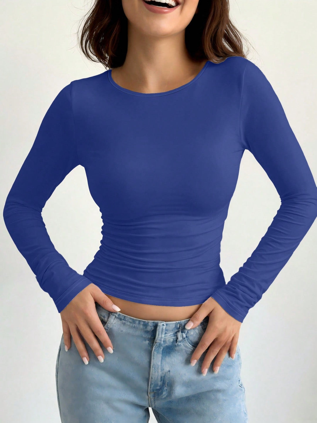 Women's Casual Slim Fit Round Neck Long Sleeve T-Shirt