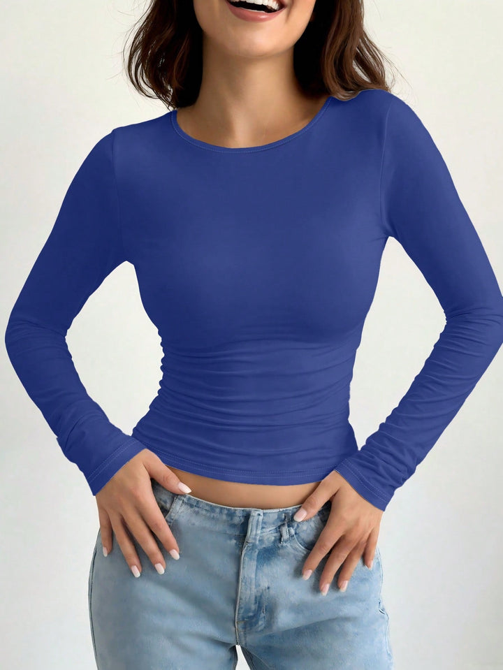 Women's Casual Slim Fit Round Neck Long Sleeve T-Shirt