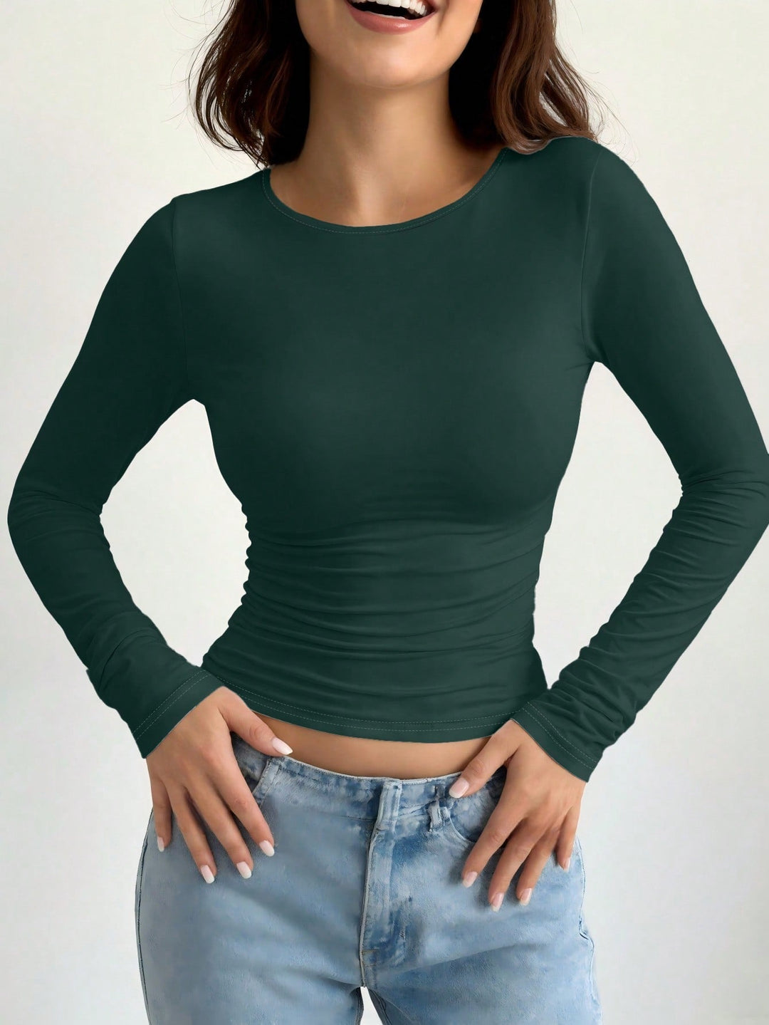 Women's Casual Slim Fit Round Neck Long Sleeve T-Shirt