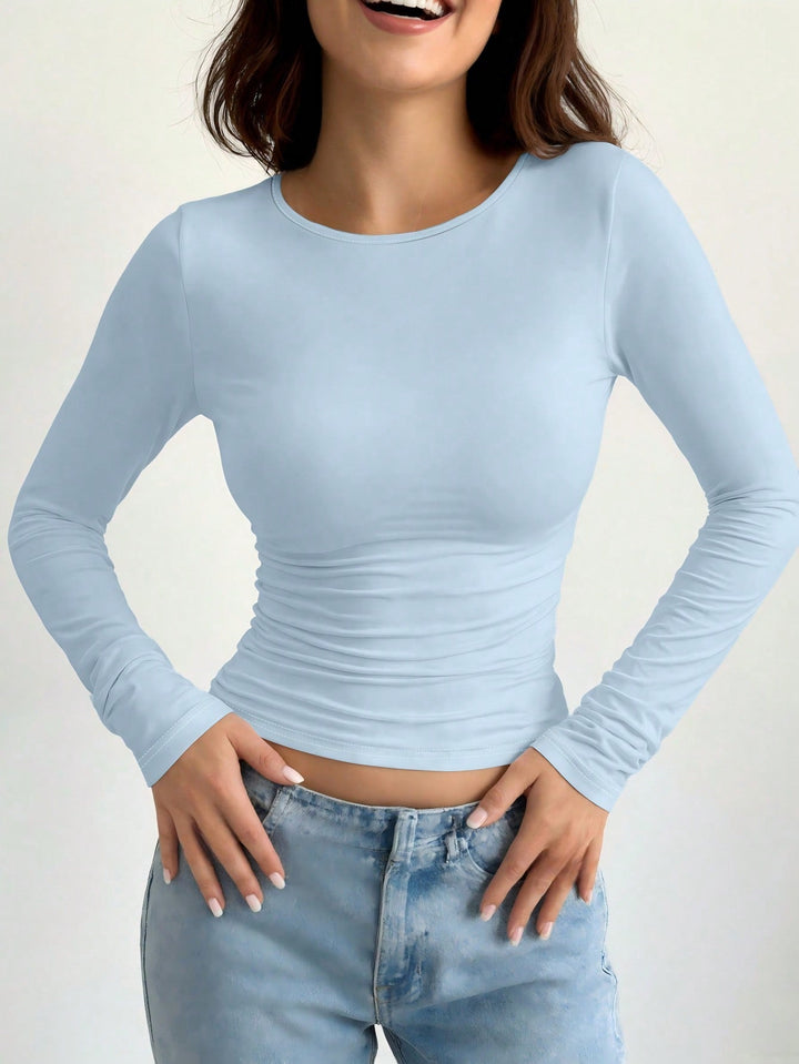 Women's Casual Slim Fit Round Neck Long Sleeve T-Shirt