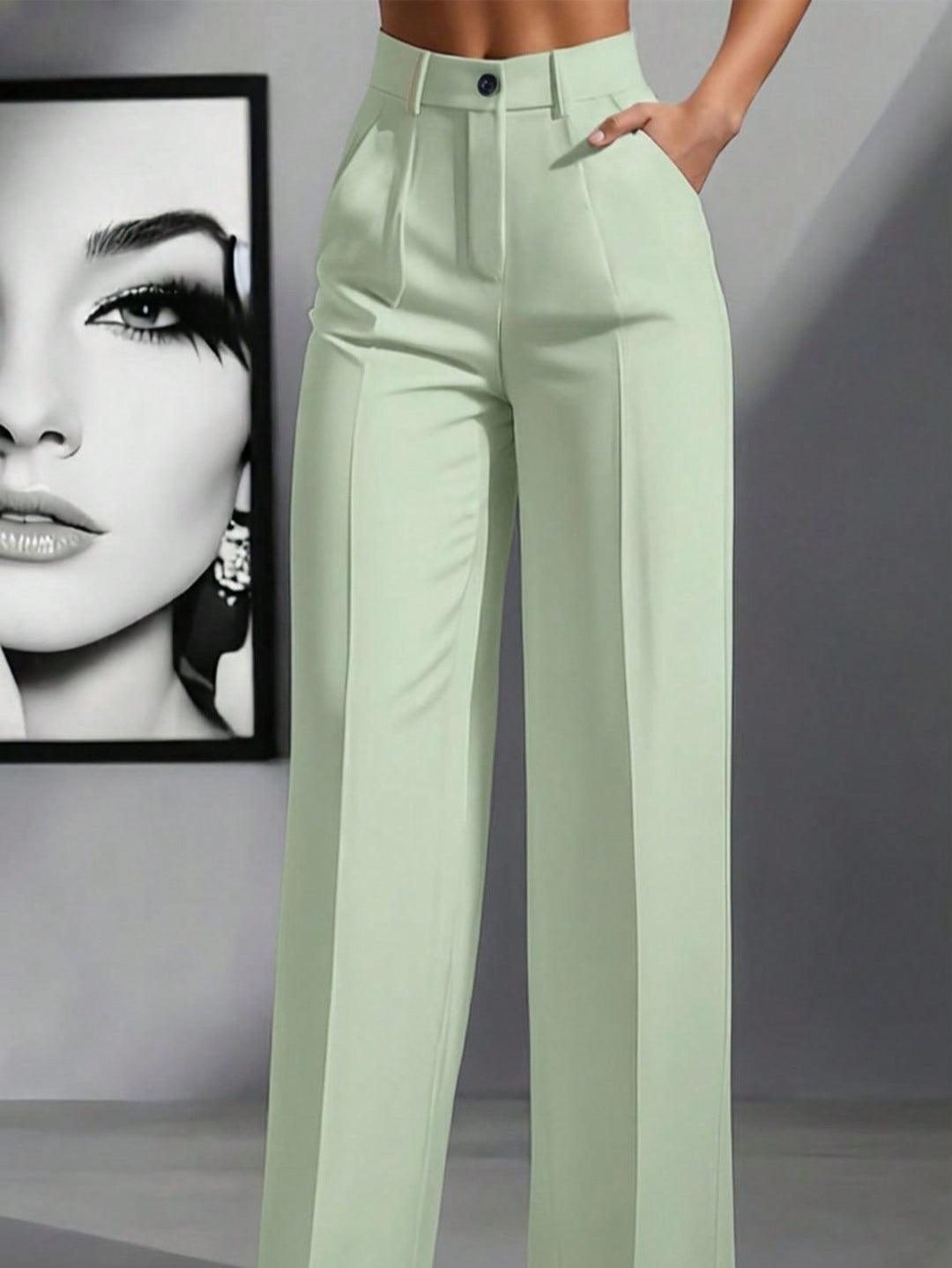 Women’s High Waist Pleated Trousers – Loose Fit Casual Style