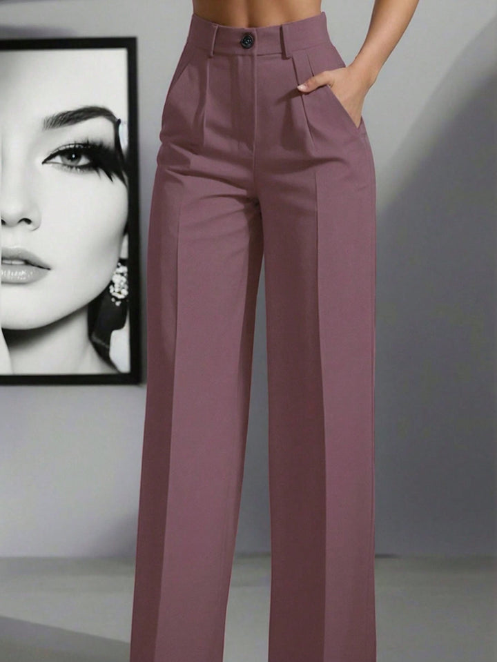 Women’s High Waist Pleated Trousers – Loose Fit Casual Style