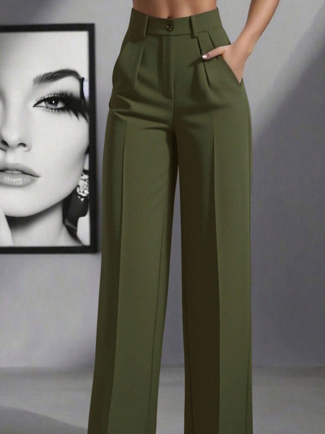 Women’s High Waist Pleated Trousers – Loose Fit Casual Style