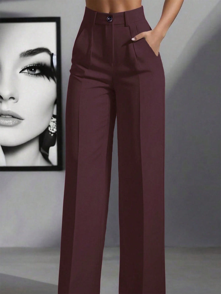 Women’s High Waist Pleated Trousers – Loose Fit Casual Style