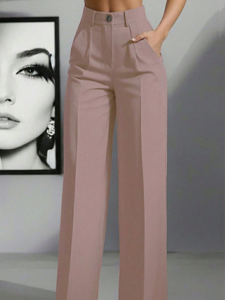 Women’s High Waist Pleated Trousers – Loose Fit Casual Style