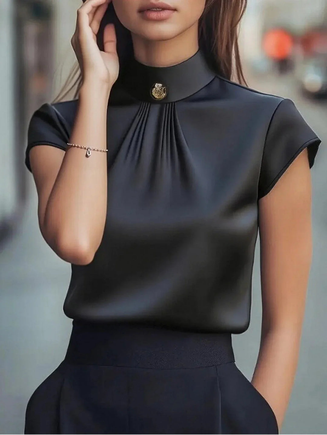 Women’s Button Short Sleeve Fashionable Blouse – Suitable Top