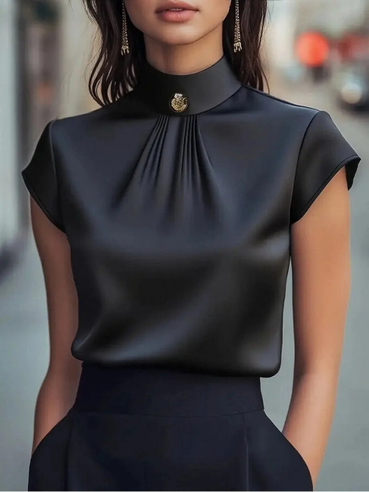 Women’s Button Short Sleeve Fashionable Blouse – Suitable Top