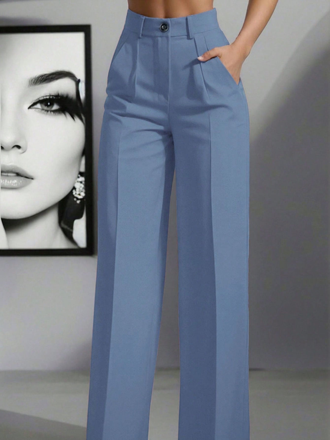 Women’s High Waist Pleated Trousers – Loose Fit Casual Style
