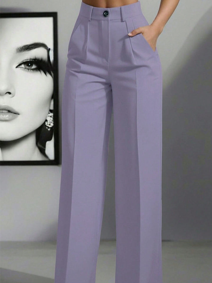 Women’s High Waist Pleated Trousers – Loose Fit Casual Style