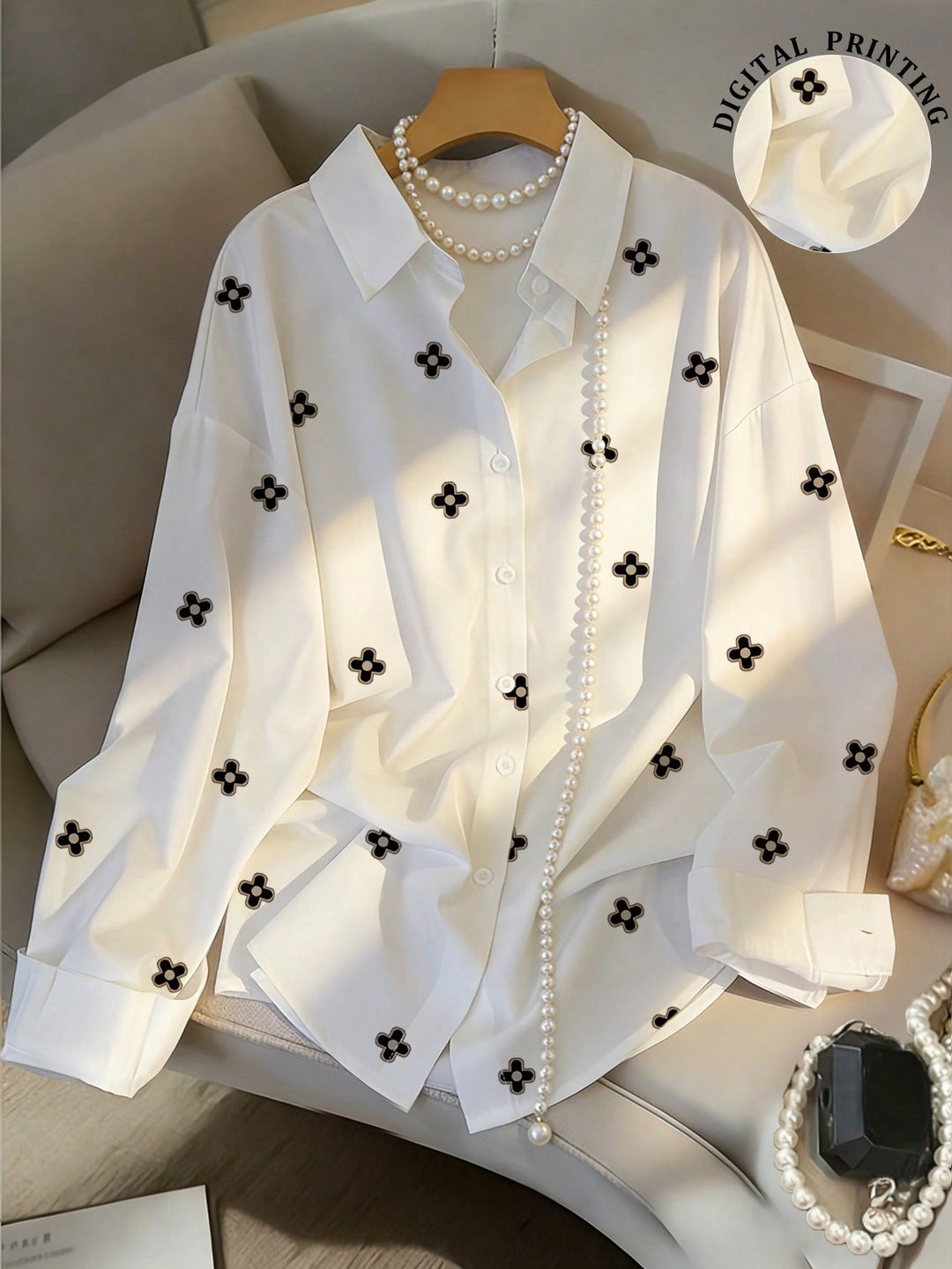 Women's Cherry Print Shirt, Autumn