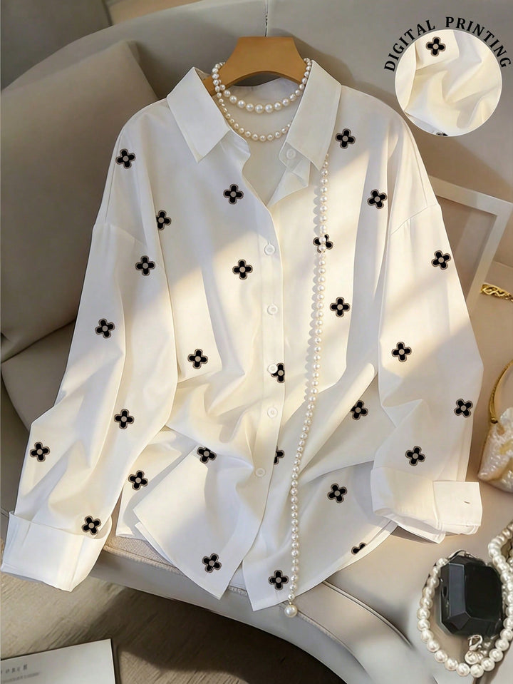 Women's Cherry Print Shirt, Autumn