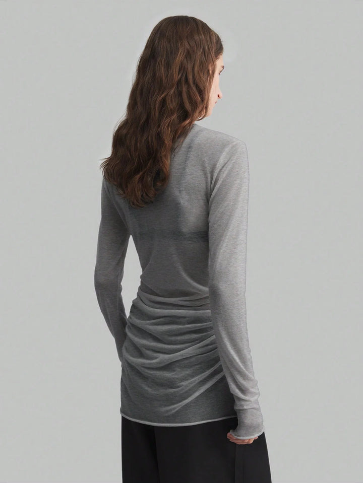 Women’s Sheer Mesh High Neck Long Sleeve Blouse – Versatile Style