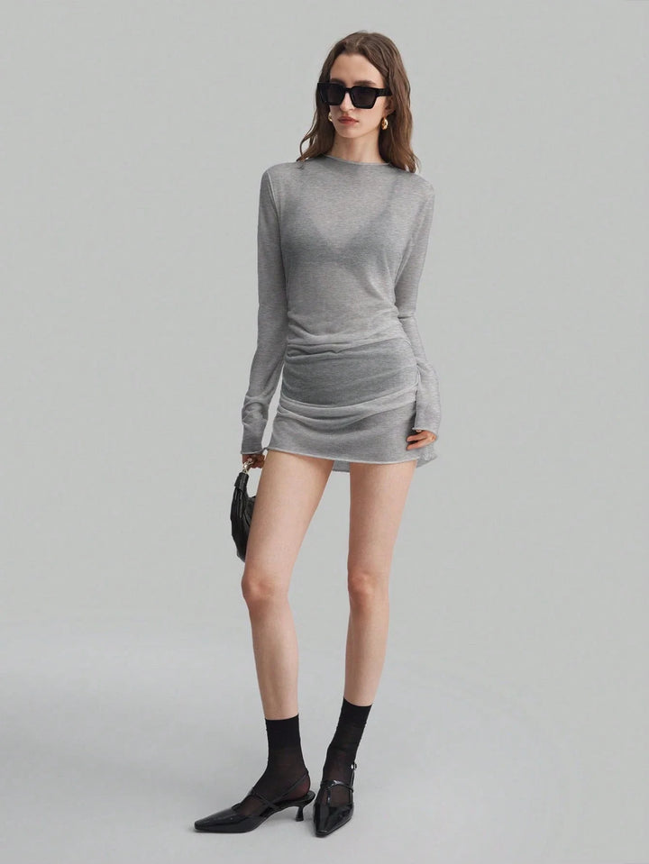 Women’s Sheer Mesh High Neck Long Sleeve Blouse – Versatile Style