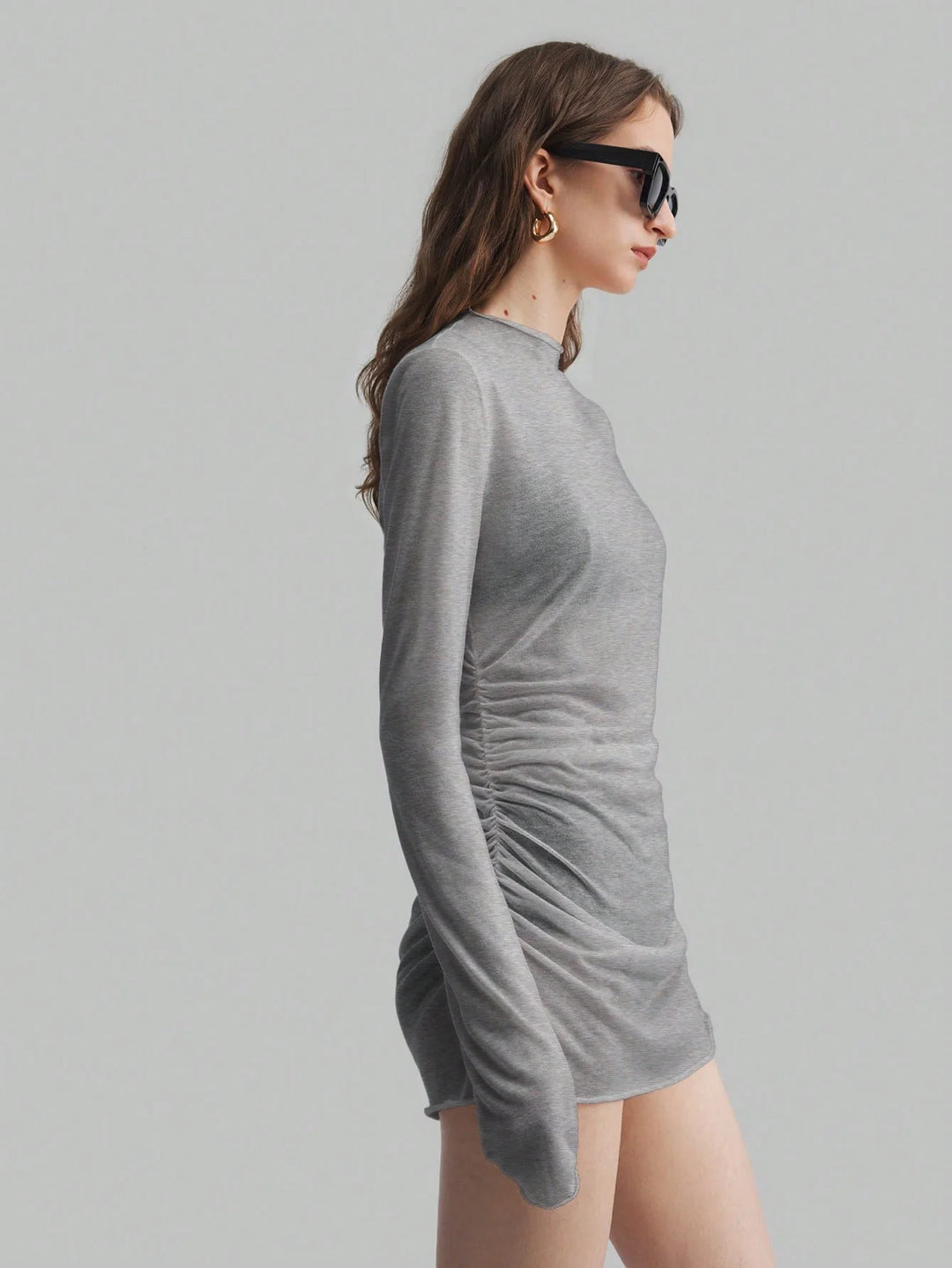 Women’s Sheer Mesh High Neck Long Sleeve Blouse – Versatile Style