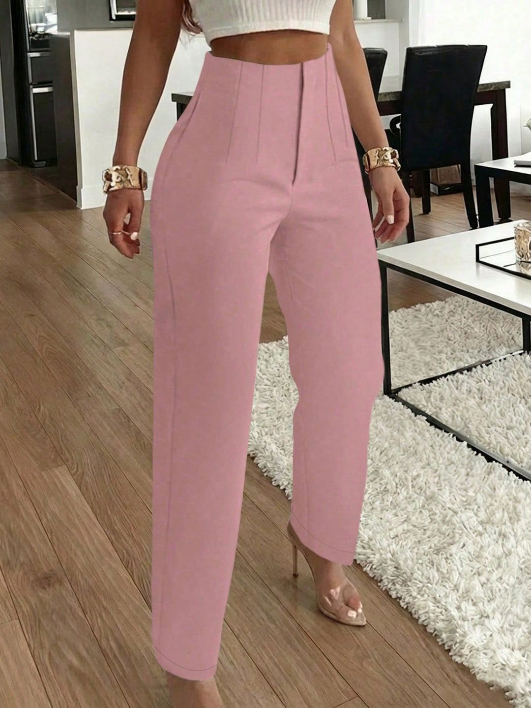 Women’s Slim Fit Pleated Pants – Side Pocket Office Style