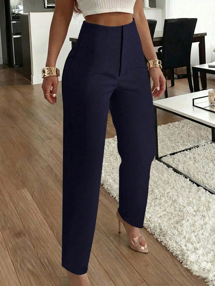 Women’s Slim Fit Pleated Pants – Side Pocket Office Style