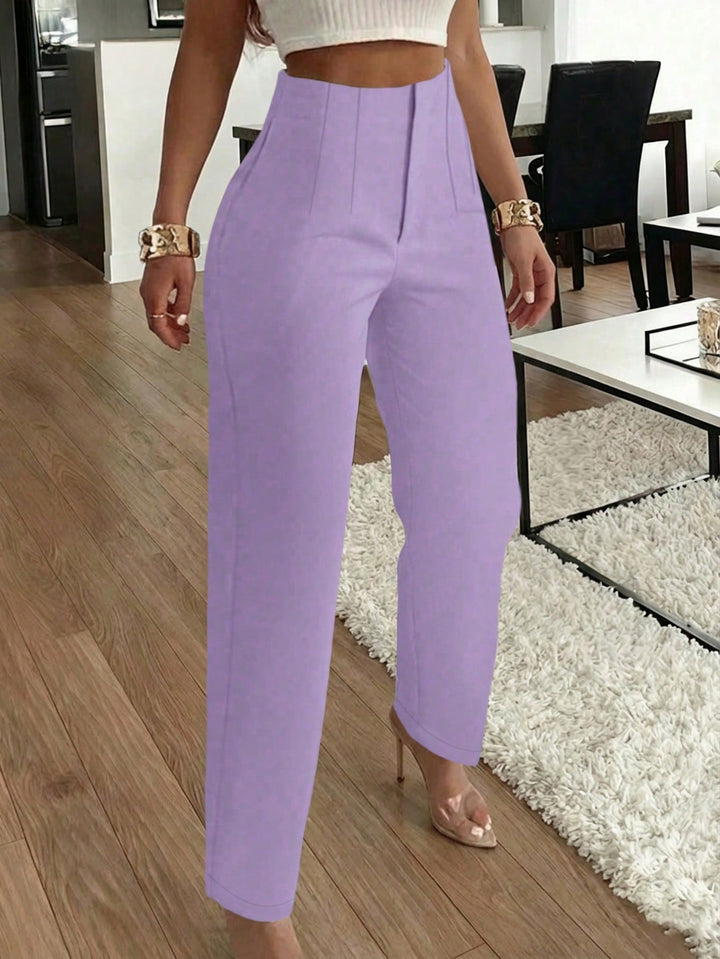 Women’s Slim Fit Pleated Pants – Side Pocket Office Style