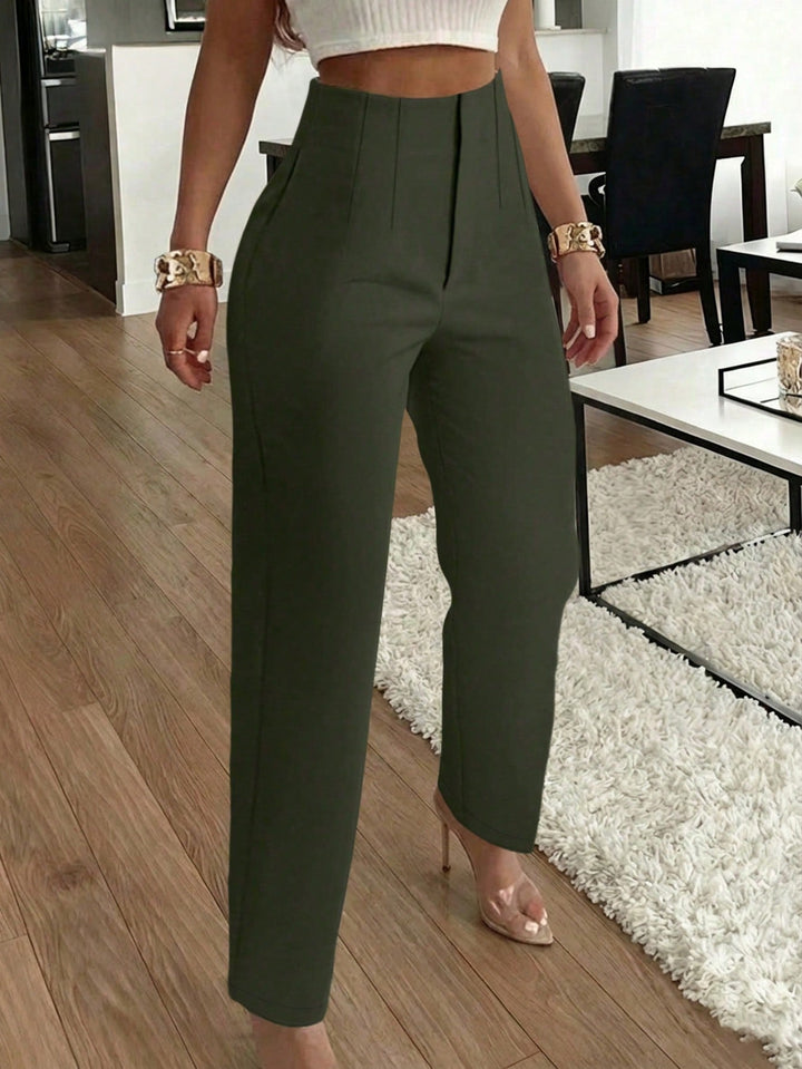 Women’s Slim Fit Pleated Pants – Side Pocket Office Style