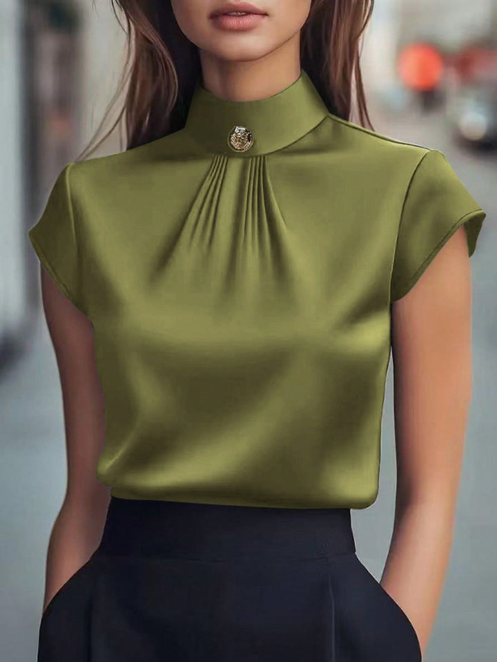 Women’s Button Short Sleeve Fashionable Blouse – Suitable Top
