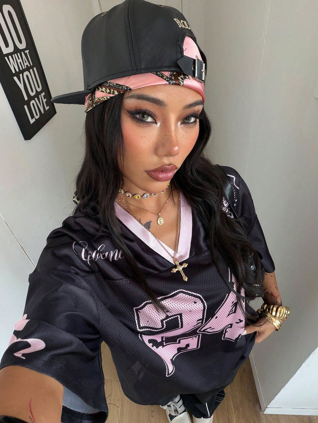 Womens Summer Mesh Baseball Jersey Number Print V Neck Sport Streetwear Top