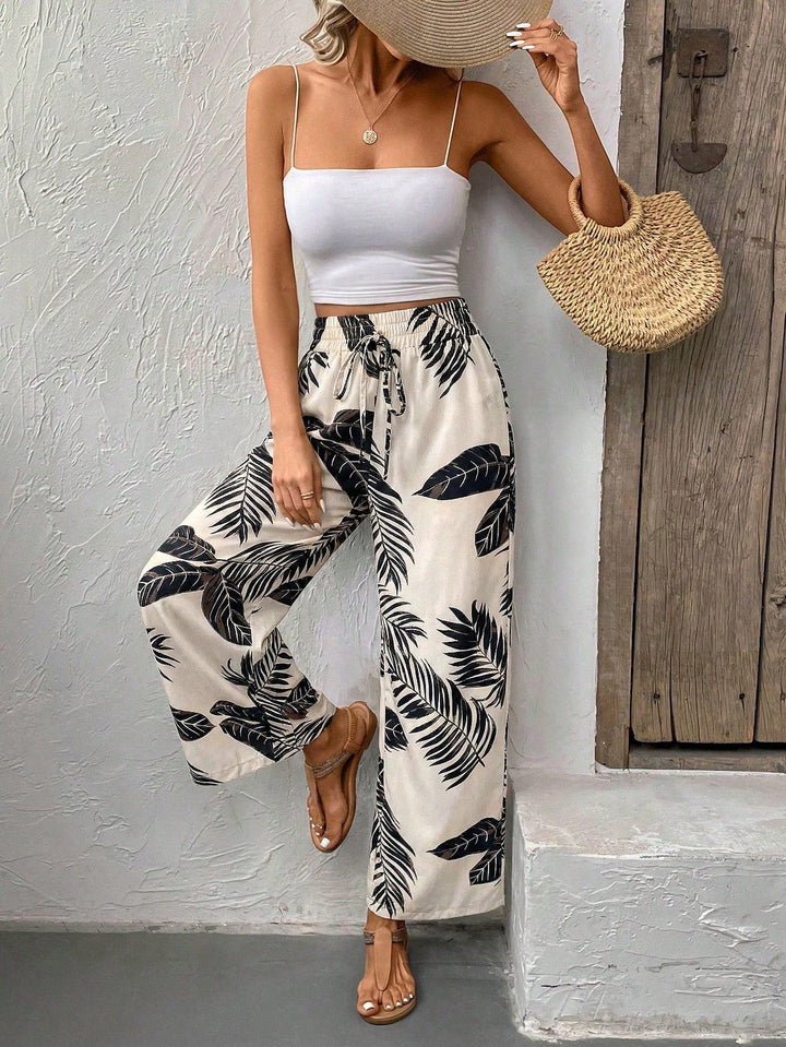 Women’s Front Wide Leg Casual Pants Blue Chic Vacation Resort Wear
