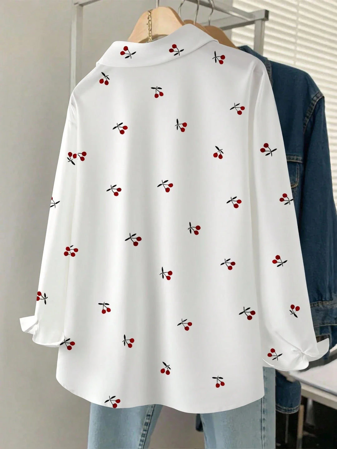 Women's Cherry Print Shirt, Autumn