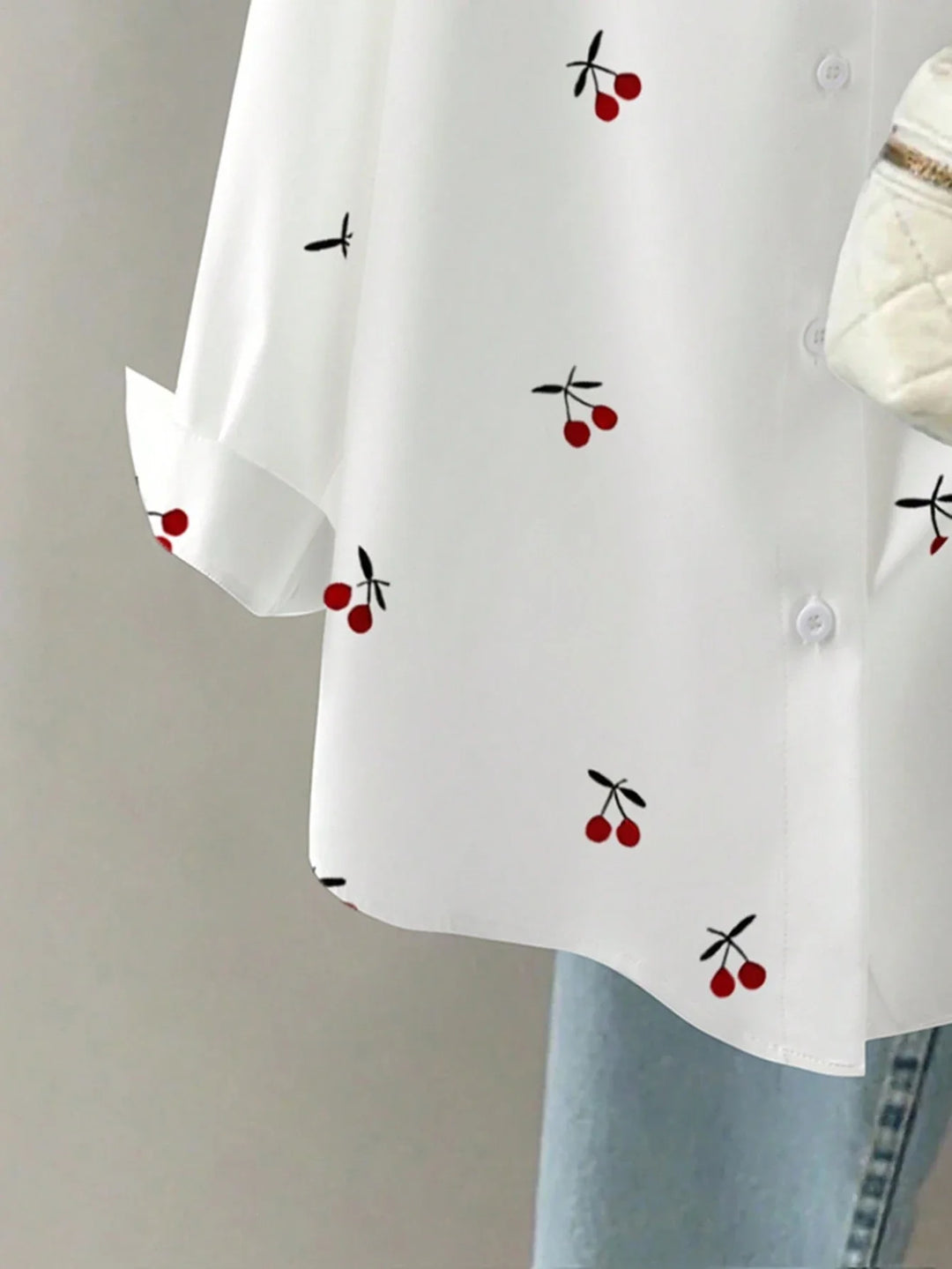 Women's Cherry Print Shirt, Autumn