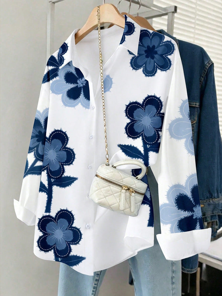 Women's Cherry Print Shirt, Autumn