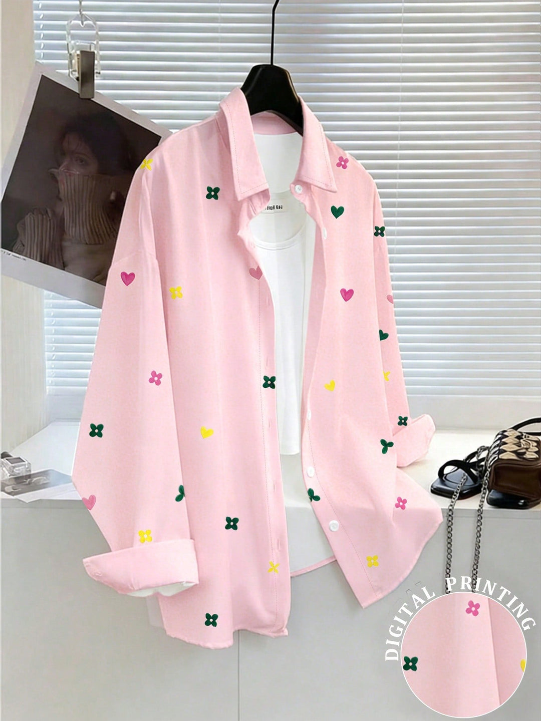 Women's Cherry Print Shirt, Autumn