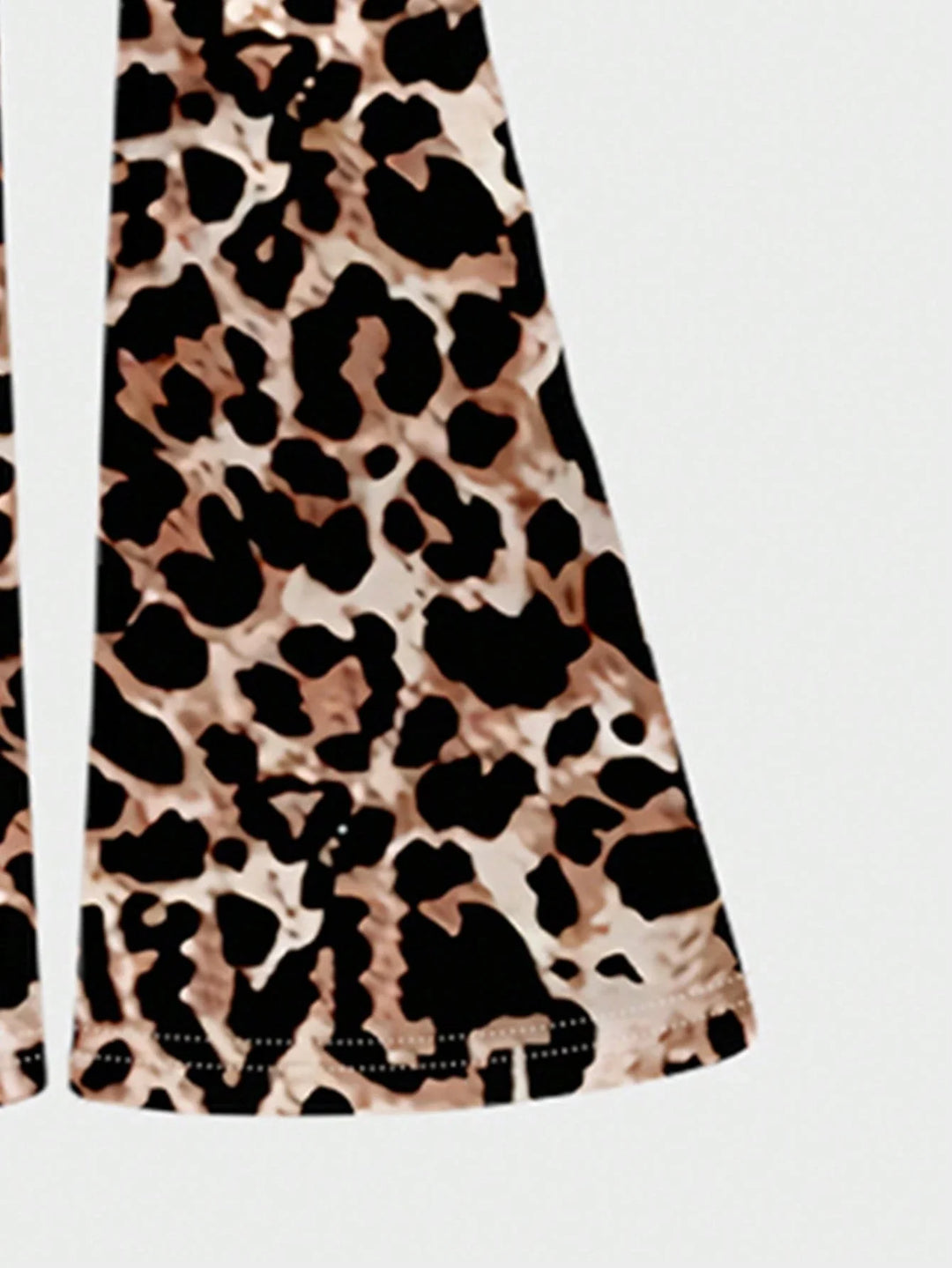 Girls 3pcs Flared Pants Leopard Floral Print Casual Set