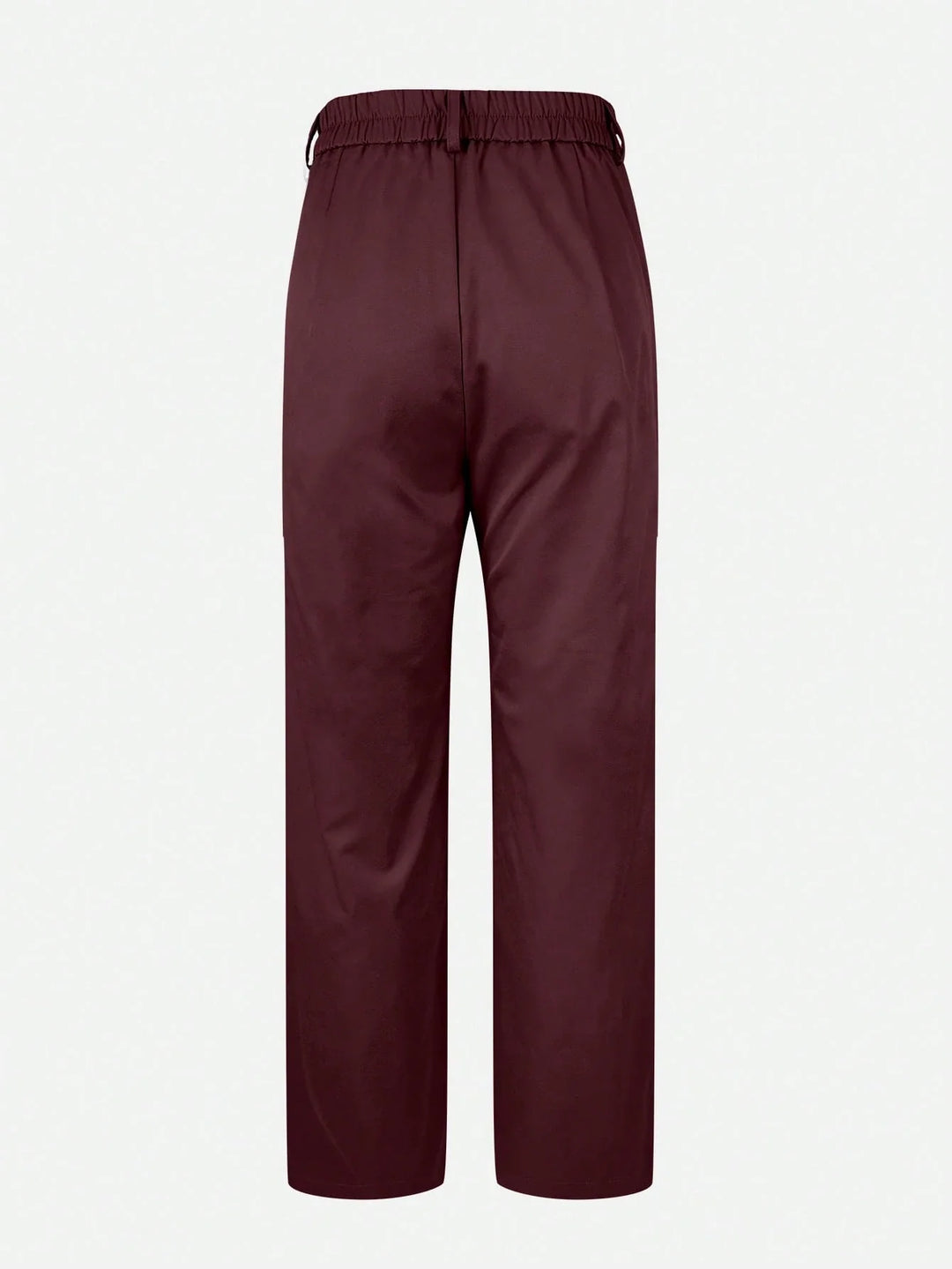 Womens Solid Straight Leg Suit Pants Zipper Pocket Casual Office Wear