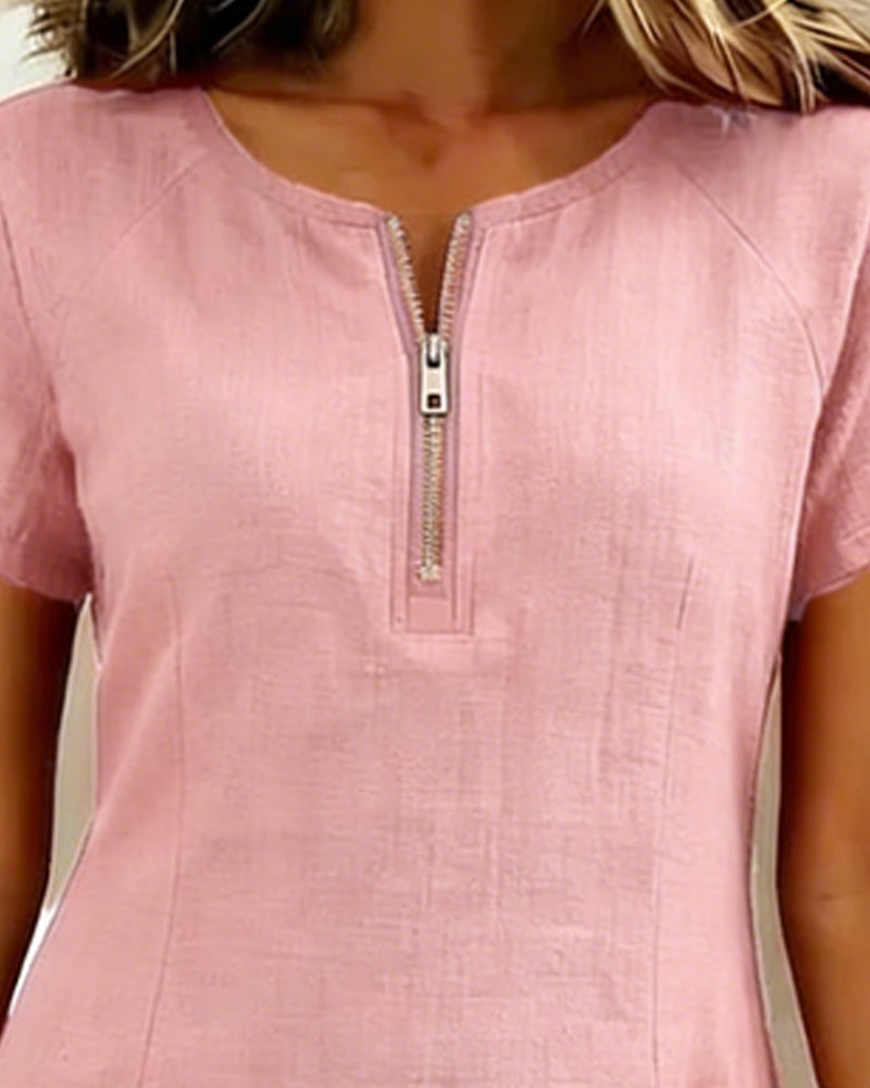 Aisley™ |  Cotton Dress with Zip Closure