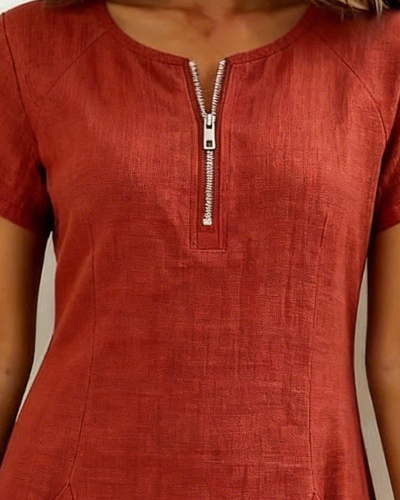 Aisley™ |  Cotton Dress with Zip Closure