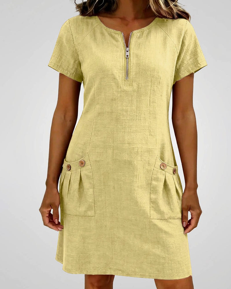 Aisley™ |  Cotton Dress with Zip Closure