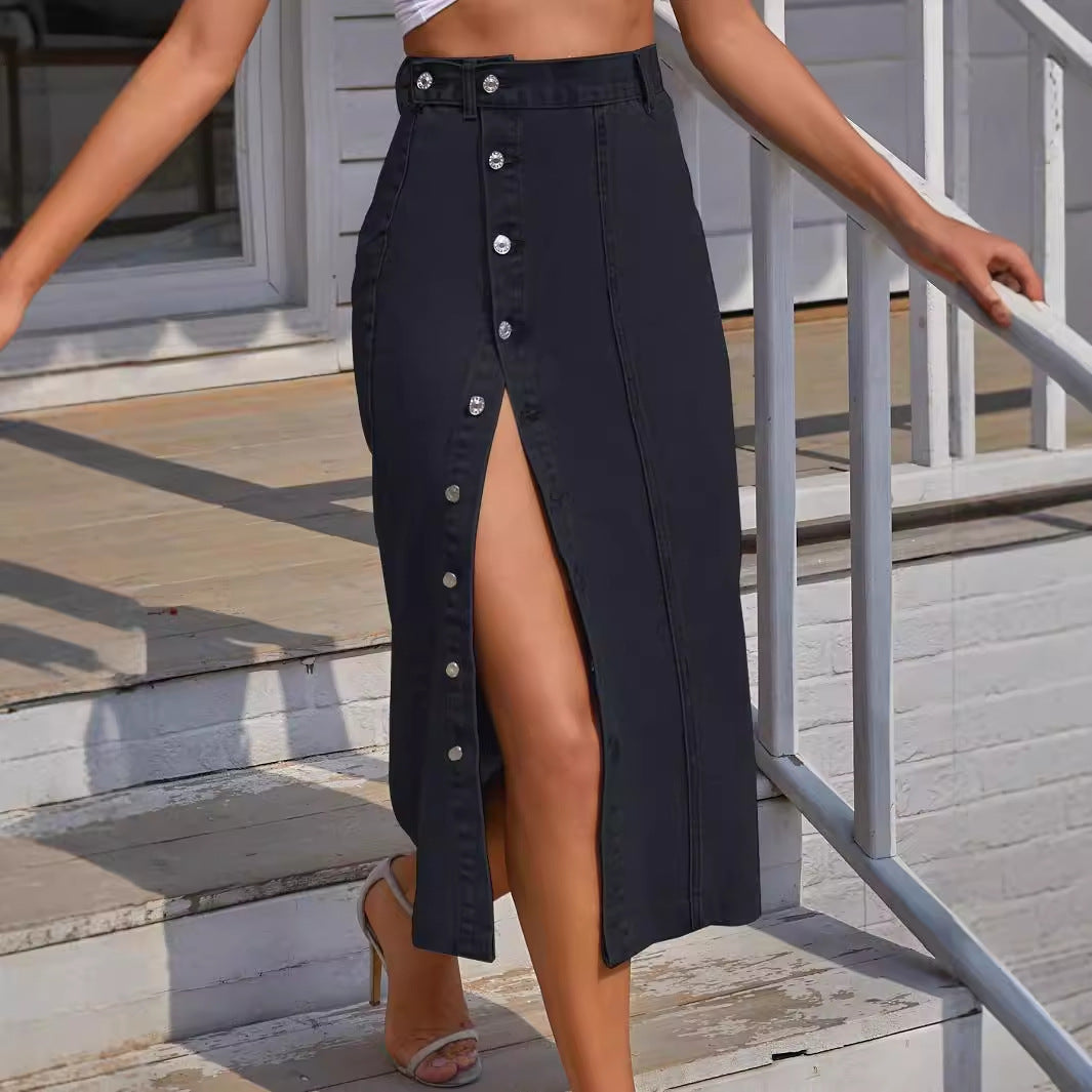XIANI™ - Button Front Slit Skirt