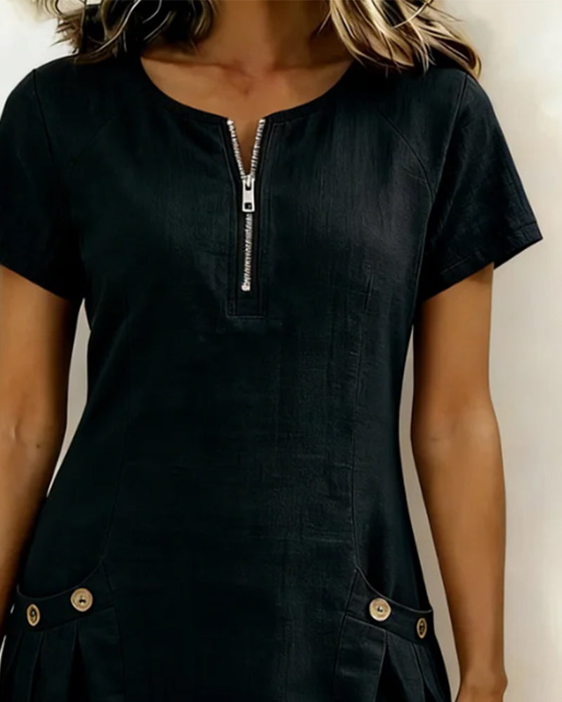 Aisley™ |  Cotton Dress with Zip Closure