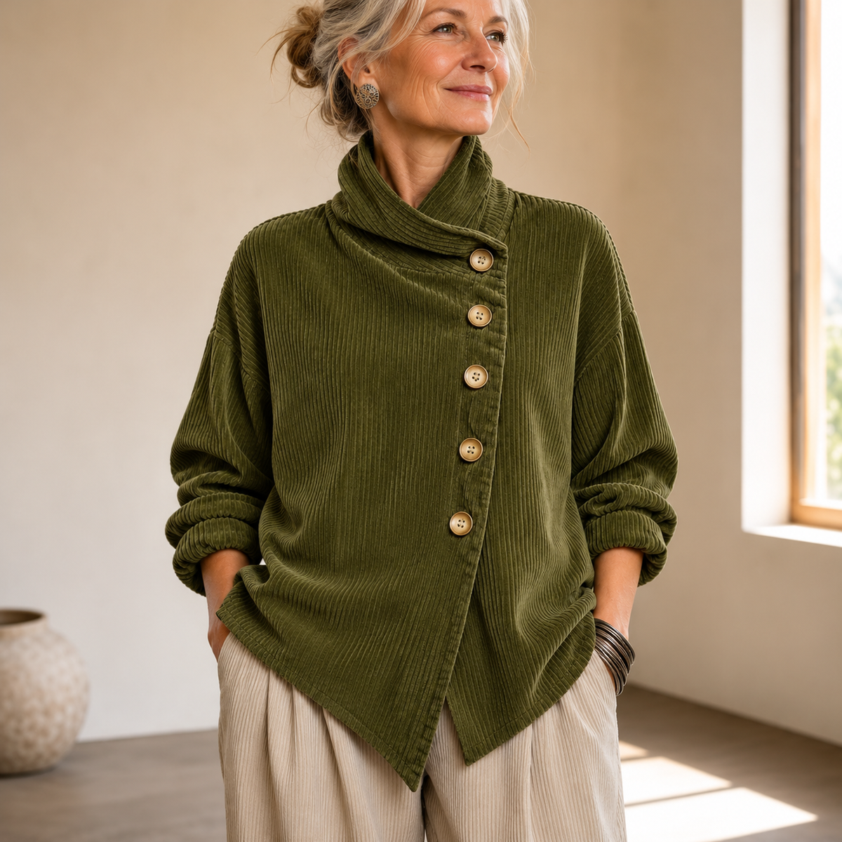 Tina | Asymmetric Corduroy Top