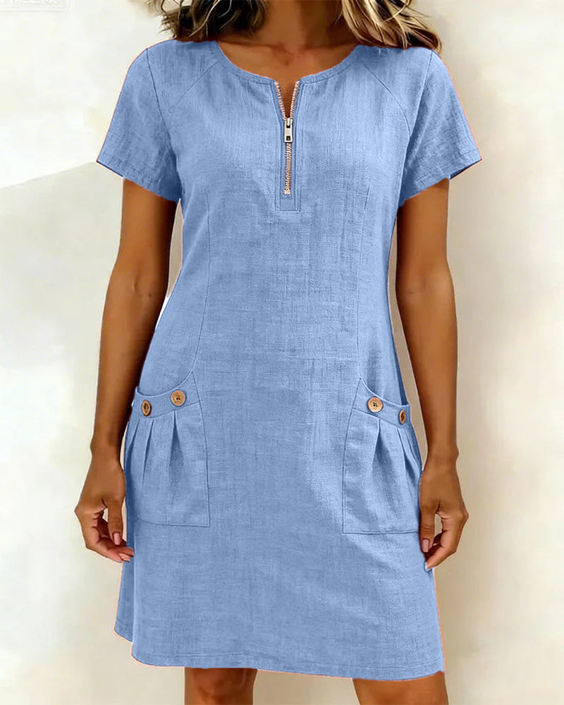 Aisley™ |  Cotton Dress with Zip Closure