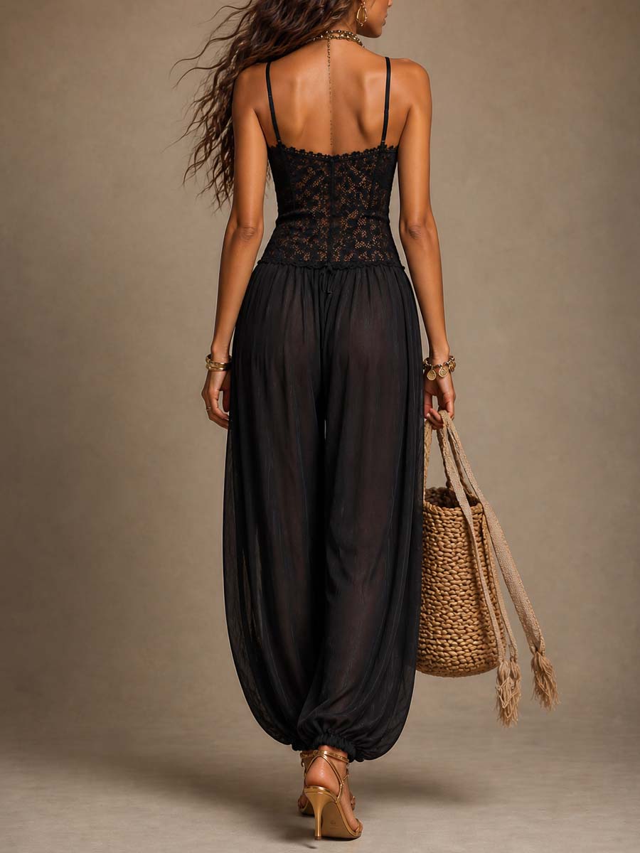 Laia™ │ Flowing Lace Halter Jumpsuit