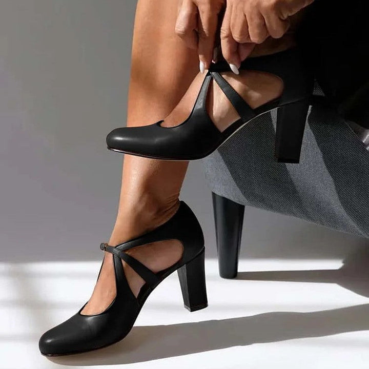 Elaine | Elegant Leather Comfort Heels