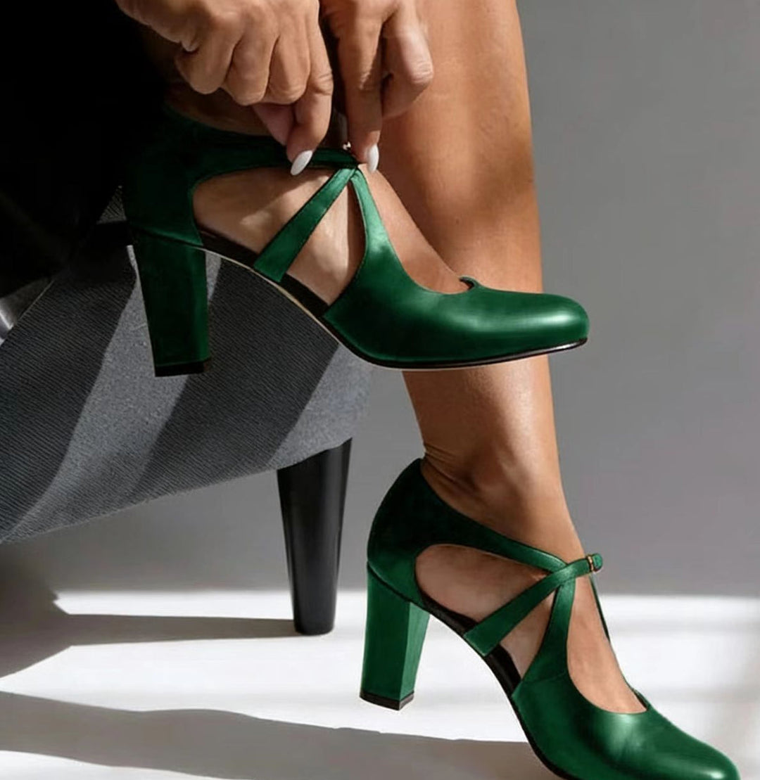 Elaine | Elegant Leather Comfort Heels