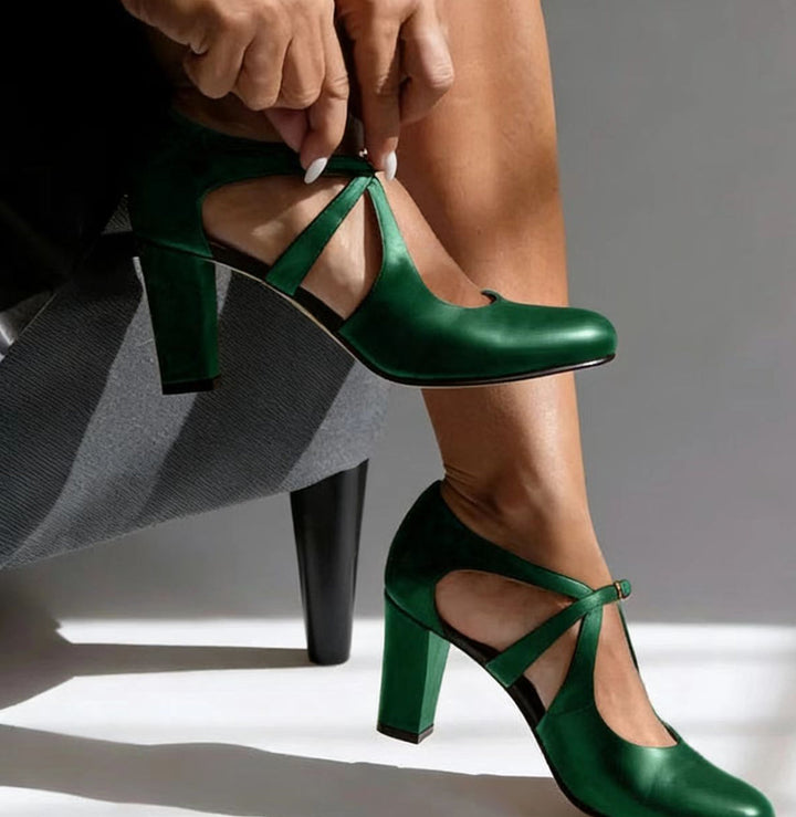 Elaine | Elegant Leather Comfort Heels