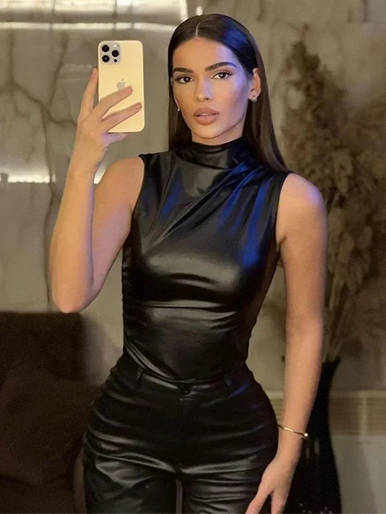 Fiona | Sleek Faux Leather Top