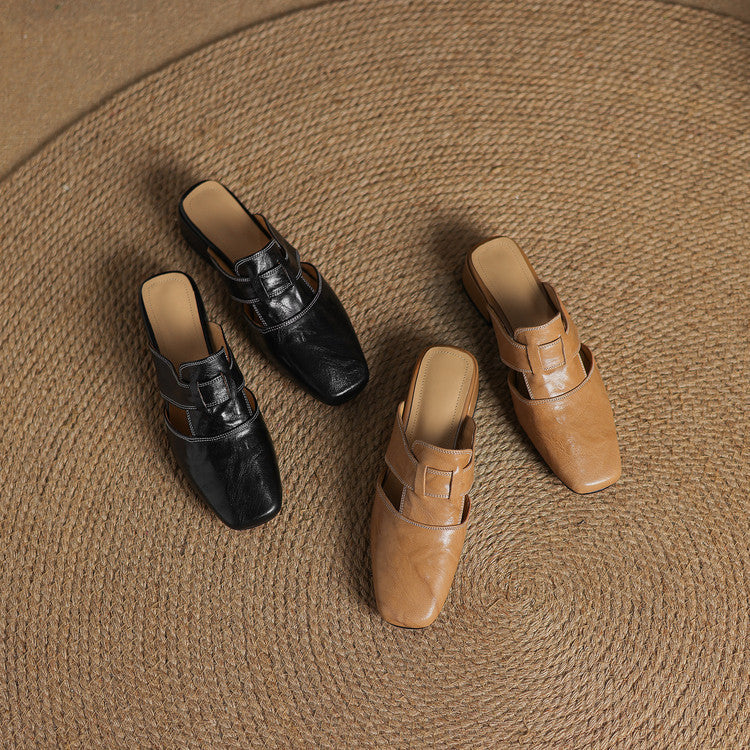 Ivora Genuine Leather Mules
