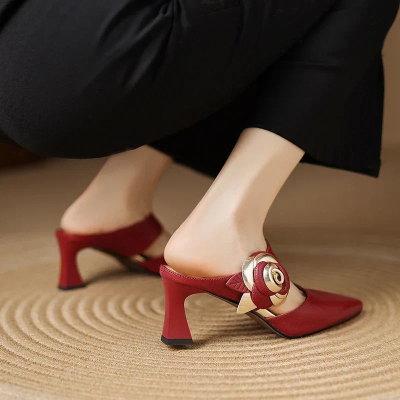 Garnet Genuine Leather Heels