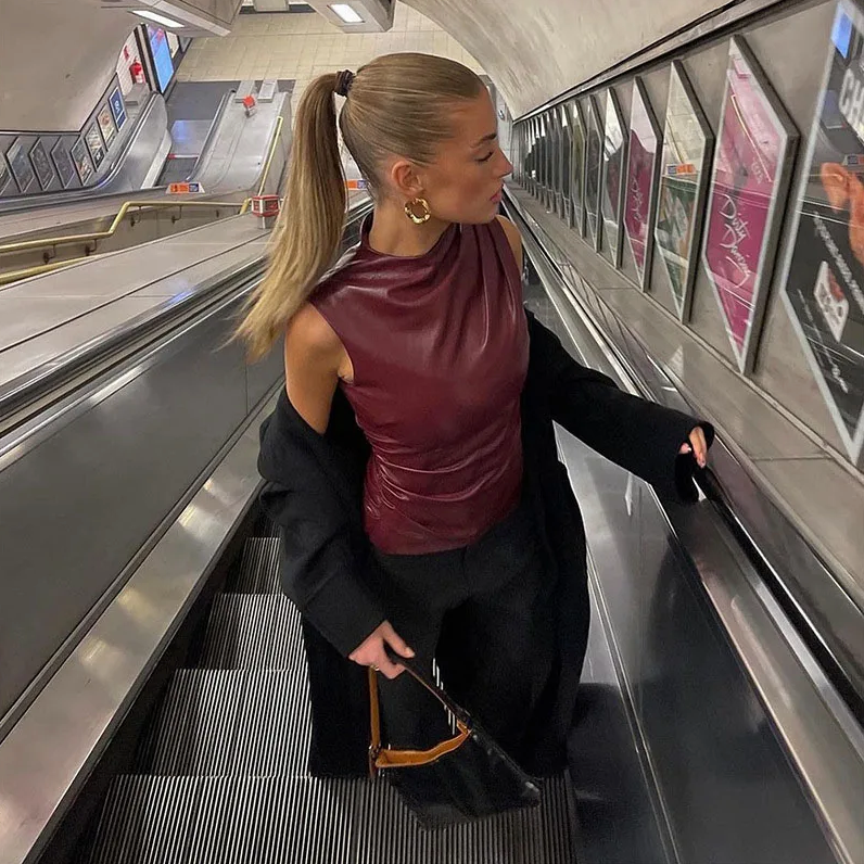 Fiona | Sleek Faux Leather Top