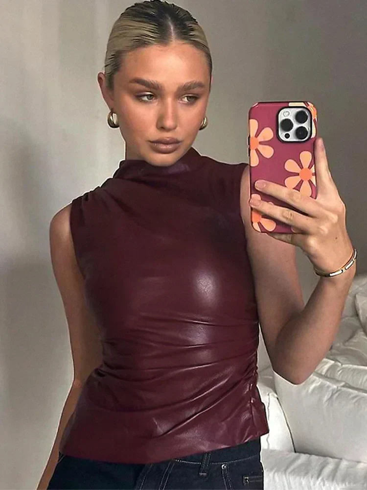 Fiona | Sleek Faux Leather Top